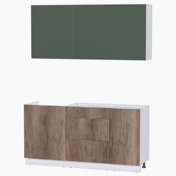 Набор корпусной мебели для кухни " Микс Топ-2" дымчато зеленый/ дуб каньон