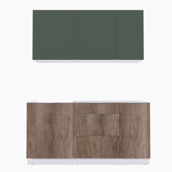 Набор корпусной мебели для кухни " Микс Топ-2" дымчато зеленый/ дуб каньон