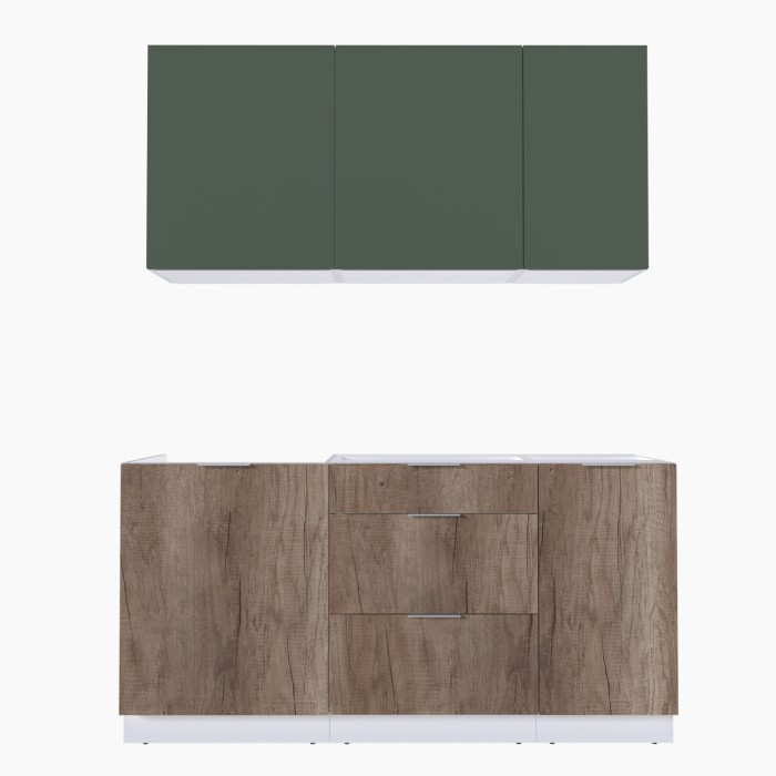 Набор корпусной мебели для кухни " Микс Топ-2" дымчато зеленый/ дуб каньон