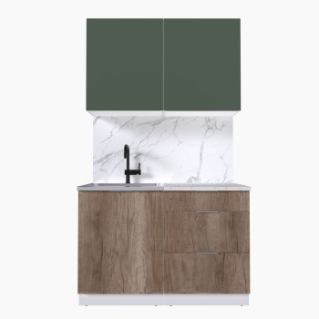 Набор корпусной мебели для кухни " Микс Топ-1" дымчато зеленый/ дуб каньон/мрамор марквина