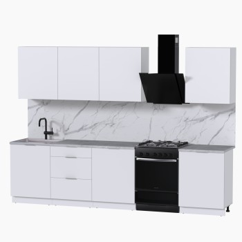 Набор корпусной мебели для кухни " Микс Топ-8" белый премиум/мрамор лацио белый