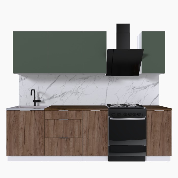 Набор корпусной мебели для кухни " Микс Топ-5" дымчато зеленый/ дуб крафт табачный/дуб флагстаф темный