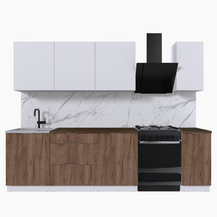 Набор корпусной мебели для кухни " Микс Топ-7" белый премиум/дуб крафт табачный/дуб флагстаф темный