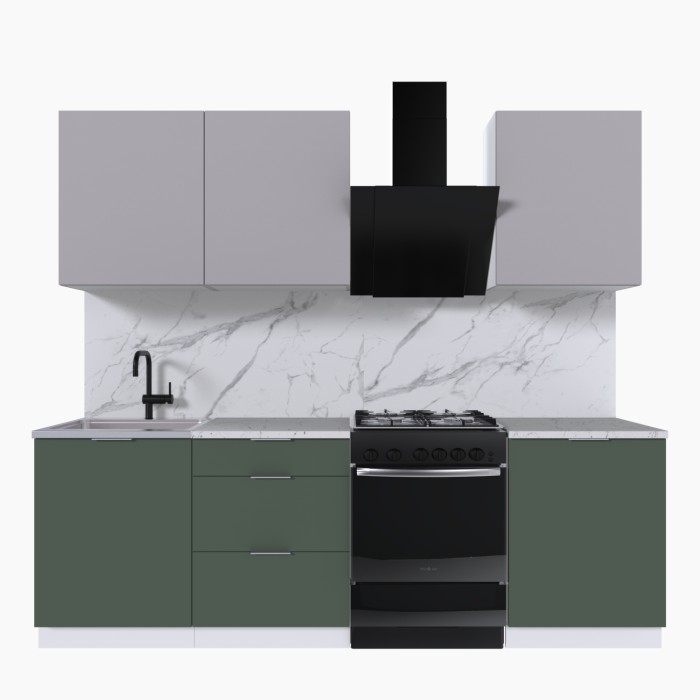 Набор корпусной мебели для кухни " Микс Топ-4" кашемир/дымчато зеленый/мрамор марквина
