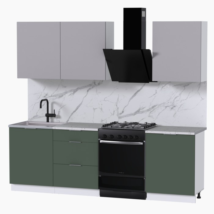 Набор корпусной мебели для кухни " Микс Топ-4" кашемир/дымчато зеленый/мрамор марквина