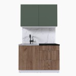 Набор корпусной мебели для кухни " Микс Топ-1" дымчато зеленый/ дуб крафт табачный/тунис