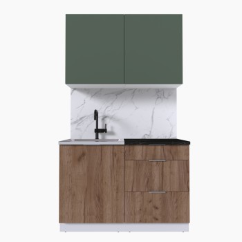 Набор корпусной мебели для кухни " Микс Топ-1" дымчато зеленый/ дуб крафт табачный/тунис