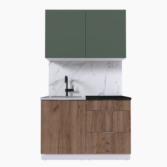 Набор корпусной мебели для кухни " Микс Топ-1" дымчато зеленый/ дуб крафт табачный/тунис