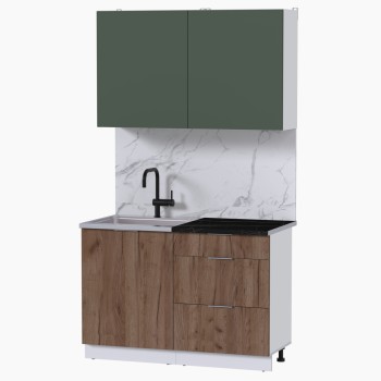 Набор корпусной мебели для кухни " Микс Топ-1" дымчато зеленый/ дуб крафт табачный/тунис