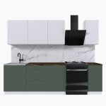 Набор корпусной мебели для кухни " Микс Топ-6" белый премиум/дымчато зеленый/дуб флагстаф темный