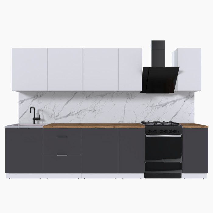 Набор корпусной мебели для кухни " Микс Топ-9" белый премиум/ графит серый/дуб вотан