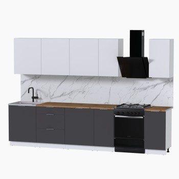 Набор корпусной мебели для кухни " Микс Топ-9" белый премиум/ графит серый/дуб вотан