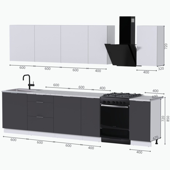 Набор корпусной мебели для кухни " Микс Топ-9" кашемир/дымчато зеленый/дуб вотан