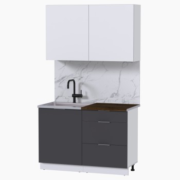 Набор корпусной мебели для кухни " Микс Топ-1" белый премиум/графит серый/дуб флагстаф темный