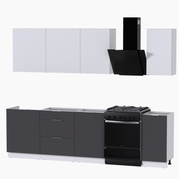 Набор корпусной мебели для кухни " Микс Топ-6" белый премиум/ графит серый