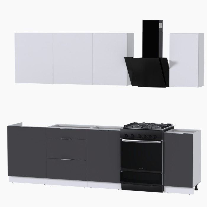 Набор корпусной мебели для кухни " Микс Топ-6" белый премиум/ графит серый