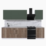 Набор корпусной мебели для кухни " Микс Топ-8" дымчато зеленый/ дуб каньон/мрамор марквина