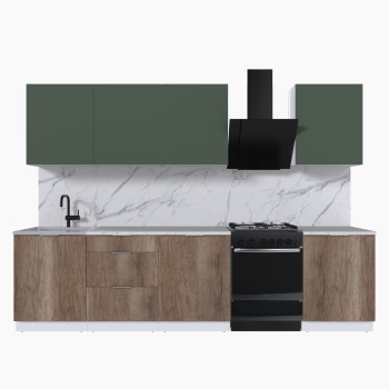 Набор корпусной мебели для кухни " Микс Топ-8" дымчато зеленый/ дуб каньон/мрамор марквина