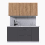 Набор корпусной мебели для кухни " Микс Топ-2" дуб крафт золотой/графит серый/мрамор лацио белый