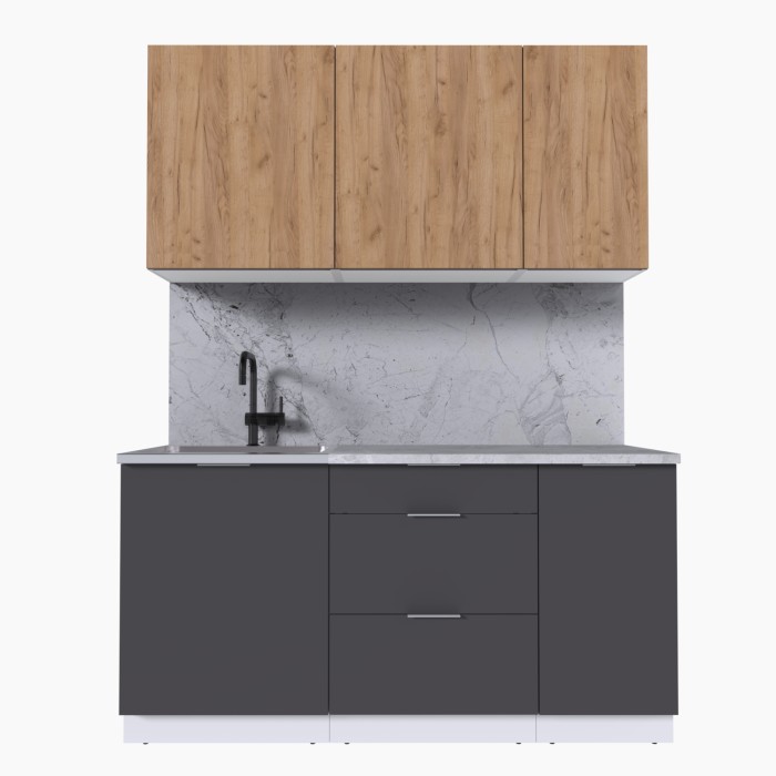 Набор корпусной мебели для кухни " Микс Топ-2" дуб крафт золотой/графит серый/мрамор лацио белый