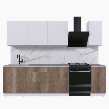 Набор корпусной мебели для кухни " Микс Топ-7" белый премиум/дуб каньон/мрамор лацио белый