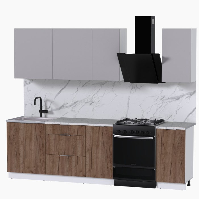 Набор корпусной мебели для кухни " Микс Топ-5" кашемир/дуб крафт табачный/мрамор марквина