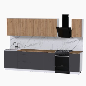 Набор корпусной мебели для кухни " Микс Топ-9" дуб крафт золотой/графит серый/дуб вотан