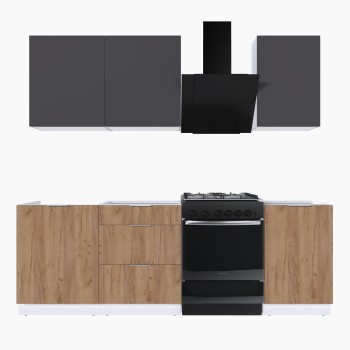 Набор корпусной мебели для кухни " Микс Топ-3" графит серый/дуб крафт золотой