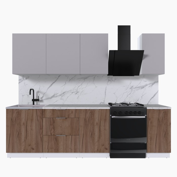 Набор корпусной мебели для кухни " Микс Топ-6" кашемир/дуб крафт табачный/мрамор марквина