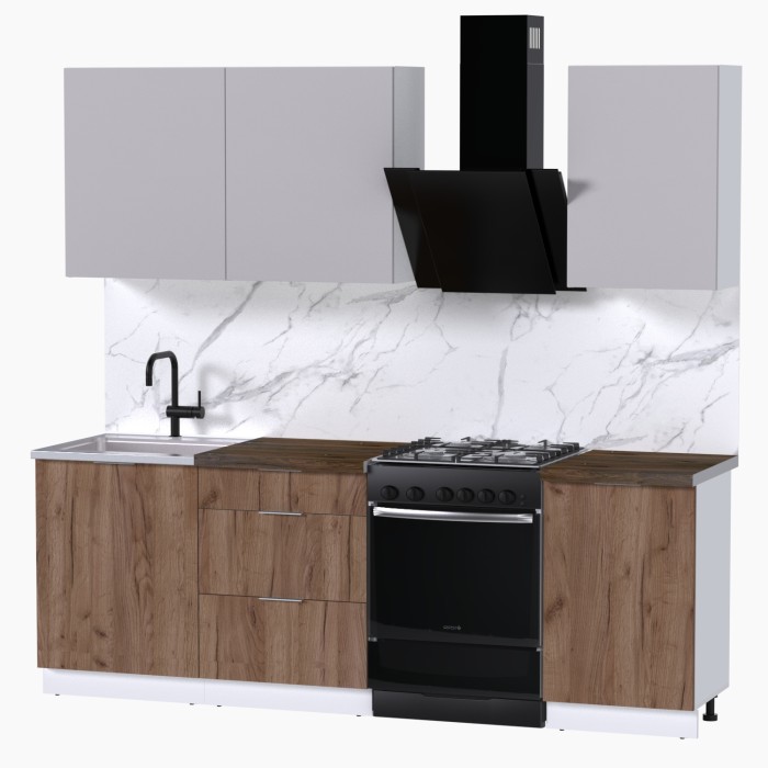 Набор корпусной мебели для кухни " Микс Топ-3" кашемир/дуб крафт табачный/дуб флагстаф темный