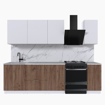 Набор корпусной мебели для кухни " Микс Топ-6" белый премиум/дуб крафт табачный/мрамор марквина