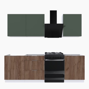 Набор корпусной мебели для кухни " Микс Топ-4" дымчато зеленый/ дуб крафт табачный