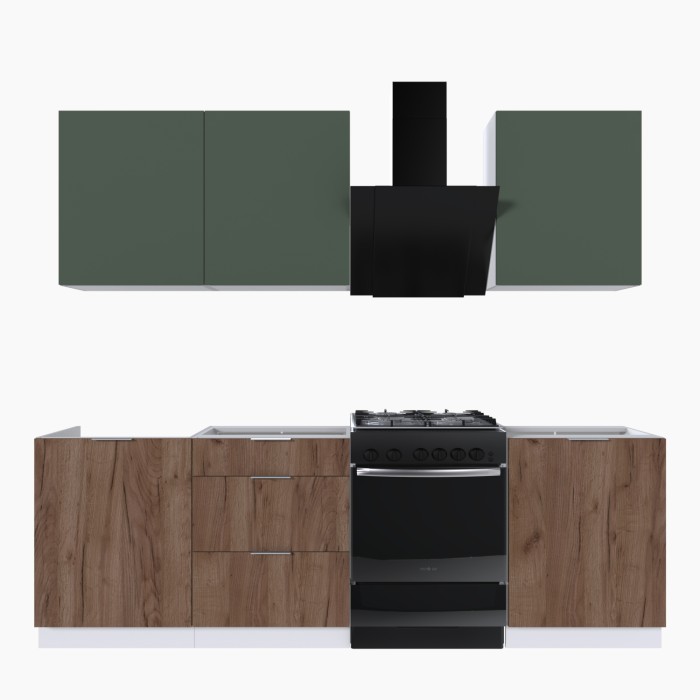 Набор корпусной мебели для кухни " Микс Топ-4" дымчато зеленый/ дуб крафт табачный