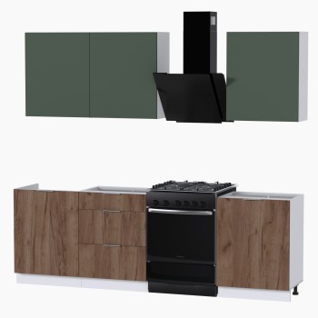 Набор корпусной мебели для кухни " Микс Топ-4" дымчато зеленый/ дуб крафт табачный