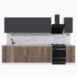 Набор корпусной мебели для кухни " Микс Топ-9" графит серый/дуб каньон/мрамор марквина