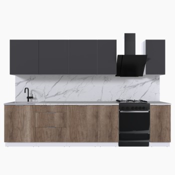 Набор корпусной мебели для кухни " Микс Топ-9" графит серый/дуб каньон/мрамор марквина