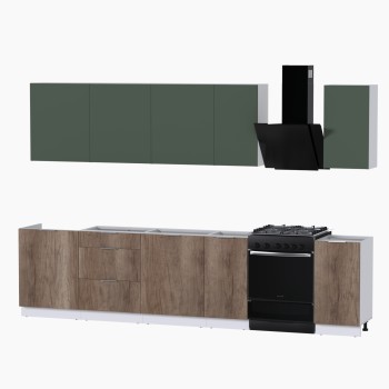 Набор корпусной мебели для кухни " Микс Топ-9" дымчато зеленый/ дуб каньон