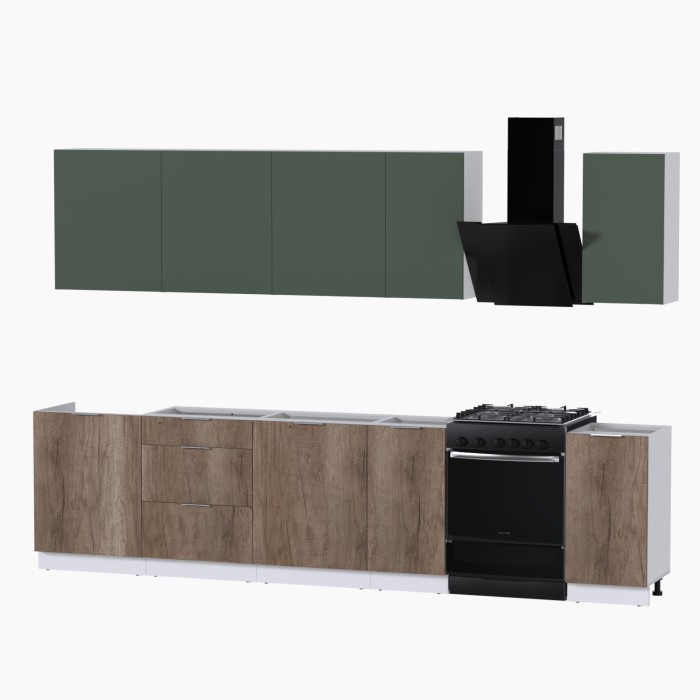 Набор корпусной мебели для кухни " Микс Топ-9" дымчато зеленый/ дуб каньон