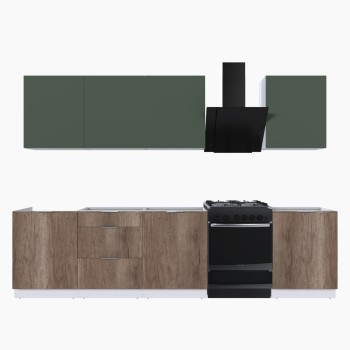 Набор корпусной мебели для кухни " Микс Топ-8" дымчато зеленый/ дуб каньон