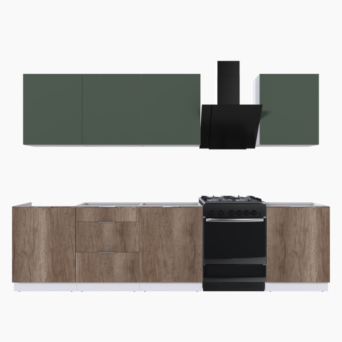 Набор корпусной мебели для кухни " Микс Топ-8" дымчато зеленый/ дуб каньон