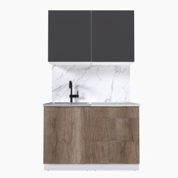 Набор корпусной мебели для кухни " Микс Топ-1" графит серый/дуб каньон/мрамор марквина