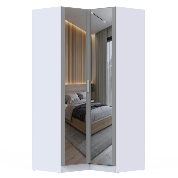 Шкаф для одежды МР-12 (580, 2 зеркала ) шиншилла серая