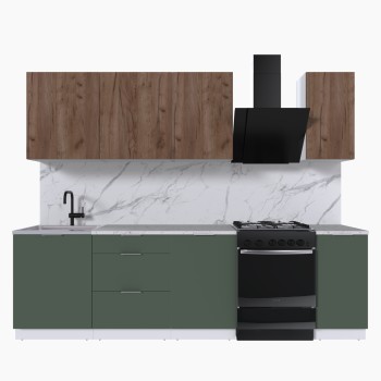 Набор корпусной мебели для кухни " Микс Топ-6" дуб крафт табачный/дымчато зеленый/мрамор марквина