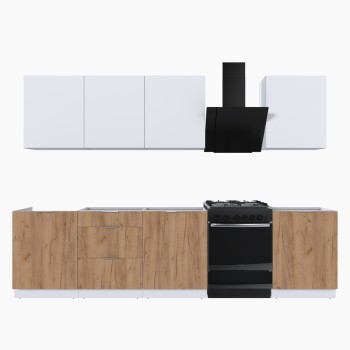 Набор корпусной мебели для кухни " Микс Топ-8" белый премиум/дуб крафт золотой