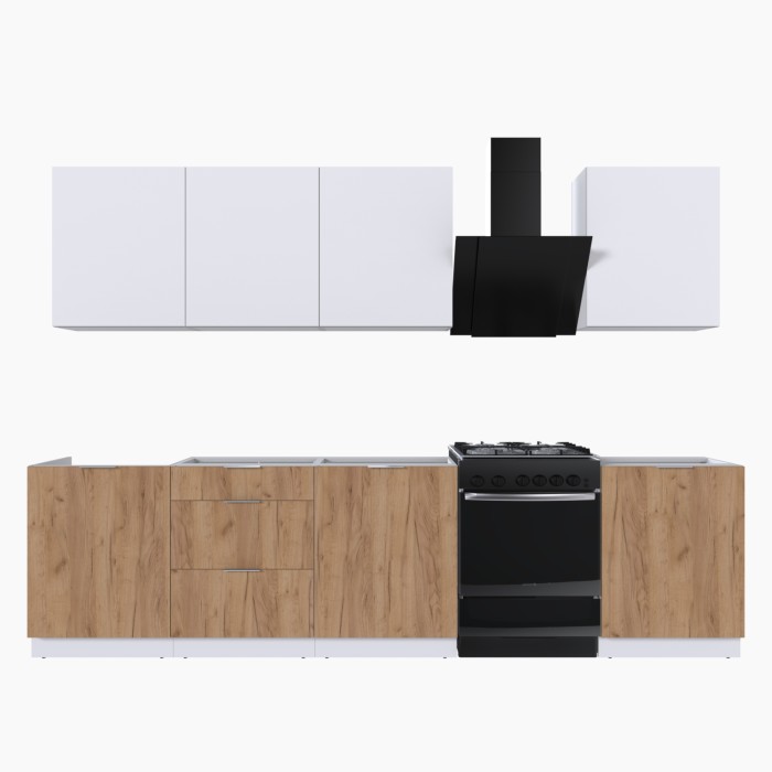 Набор корпусной мебели для кухни " Микс Топ-8" белый премиум/дуб крафт золотой