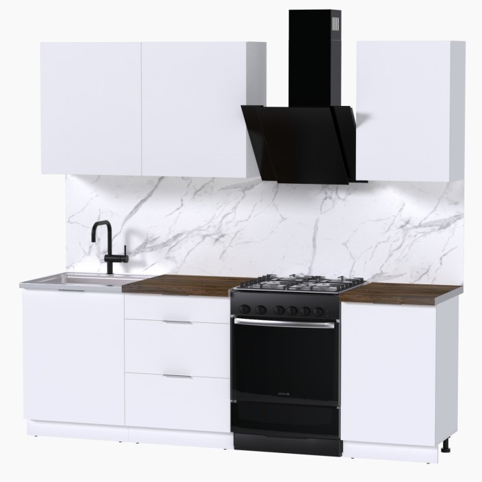 Набор корпусной мебели для кухни " Микс Топ-3" белый премиум/дуб флагстаф темный