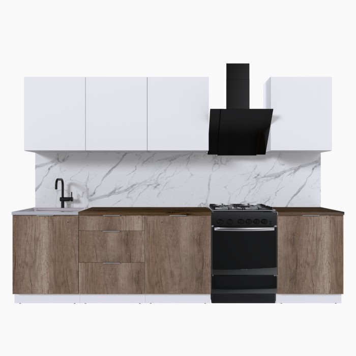 Набор корпусной мебели для кухни " Микс Топ-8" белый премиум/дуб каньон/дуб флагстаф темный