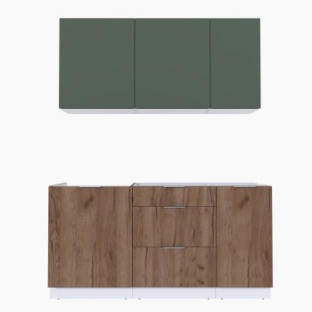 Набор корпусной мебели для кухни " Микс Топ-2" дымчато зеленый/ дуб крафт табачный