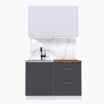 Набор корпусной мебели для кухни " Микс Топ-1" белый премиум/ графит серый/дуб вотан