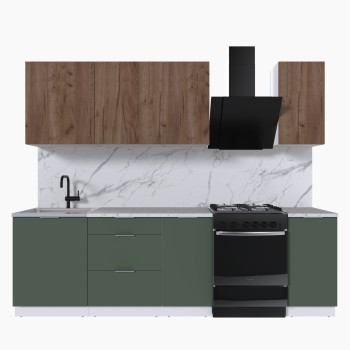 Набор корпусной мебели для кухни " Микс Топ-5" дуб крафт табачный/дымчато зеленый/мрамор марквина
